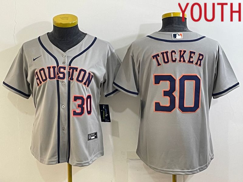 Youth Houston Astros #30 Tucker Grey Game Nike 2022 MLB Jersey->women mlb jersey->Women Jersey